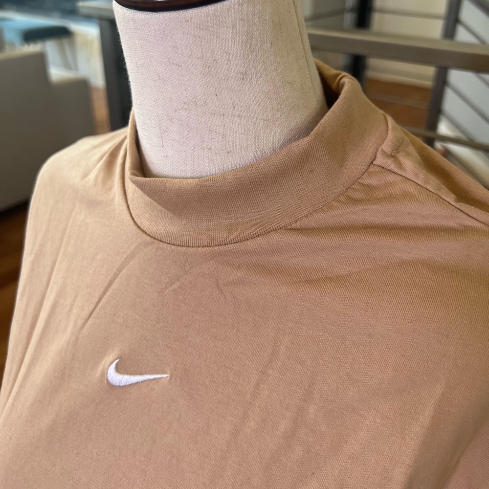 Nike Sportswear Boxy Mock Neck Crop Top - Hemp & White - Picture 3 of 12